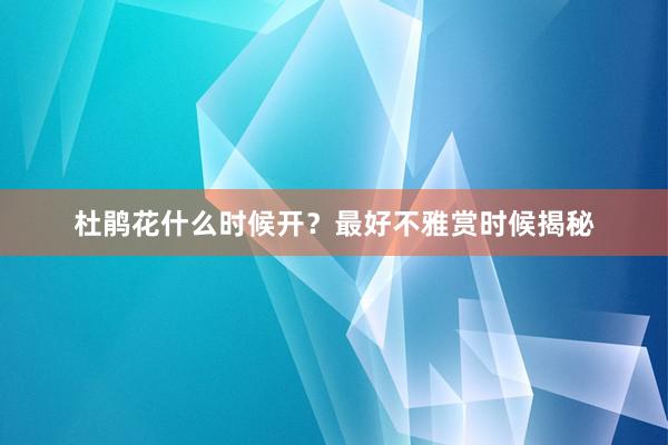 杜鹃花什么时候开？最好不雅赏时候揭秘